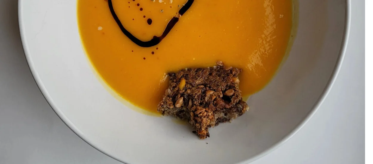 Pumpkin soup with sweet potatoes and nutmeg
