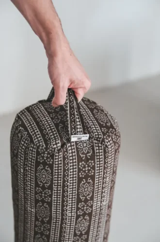 Bolster, organic – filled with buckwheat hulls – Brown Print
