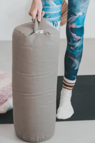 Cuscino per yoga - in lino, organico, imbottito con lische di grano saraceno - grigio