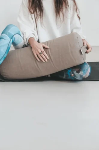 Cuscino per yoga - in lino, organico, imbottito con lische di grano saraceno - grigio