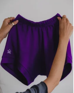 Iyengar shorts – Dark Purple in organic cotton yoga shorts, organic cotton yoga shorts for women