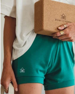 Iyengar shorts – Green in Iyengar yoga shorts, organic cotton yoga shorts for women
