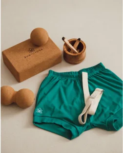 Iyengar shorts – Green in Iyengar yoga shorts, organic cotton yoga shorts for women