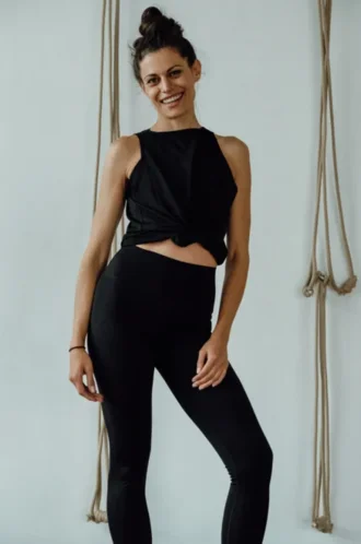 Yuman Franz leggings a vita alta – nere