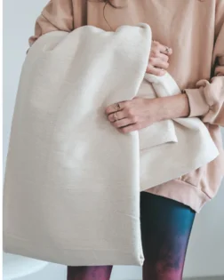 Cuscino per pranayama, viola con coperta da yoga