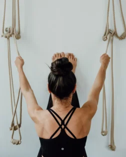 Paar kurze Baumwoll Wandseile für die Iyengar Seilwand, kompakte Länge.